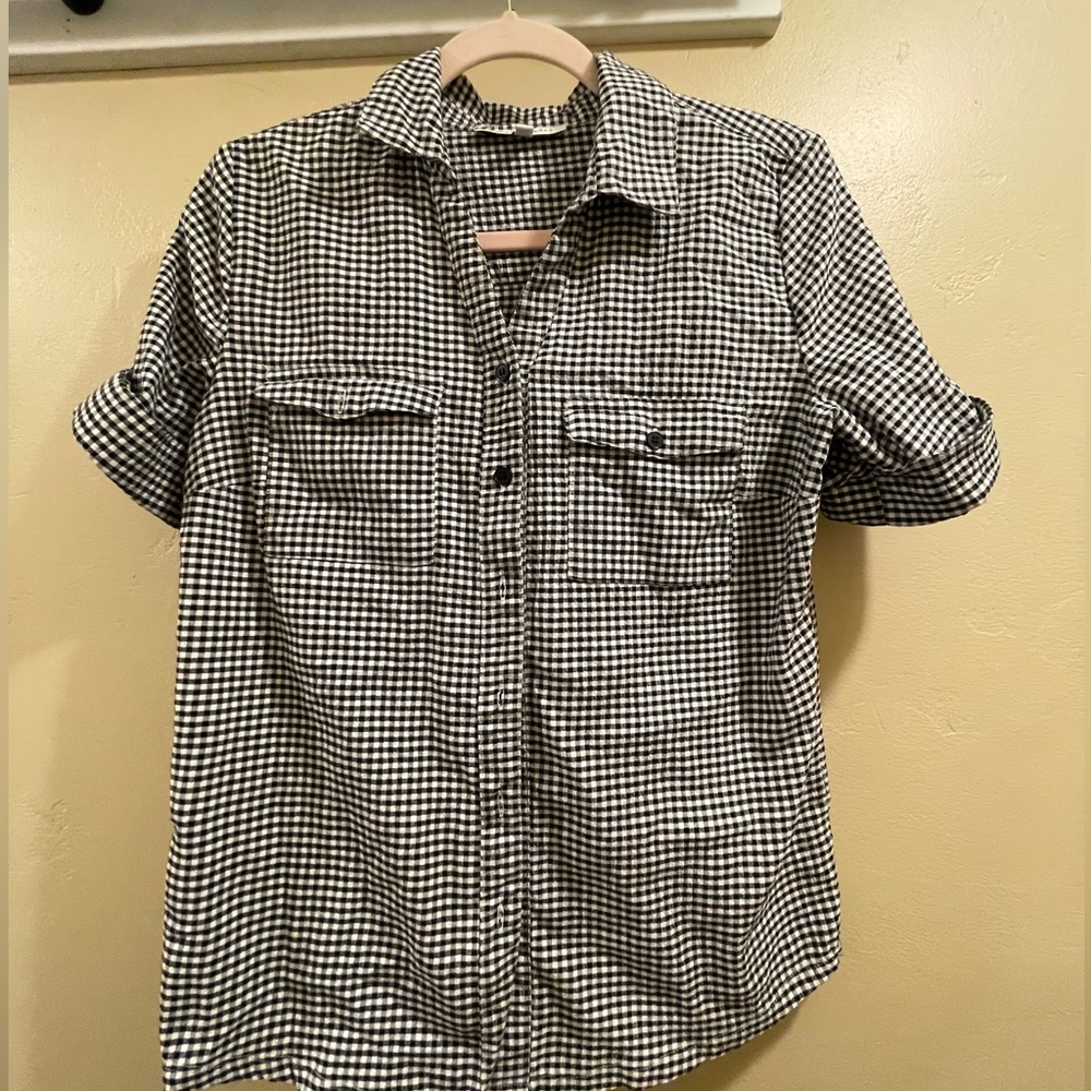 Emily Daniels checkered button top, size small